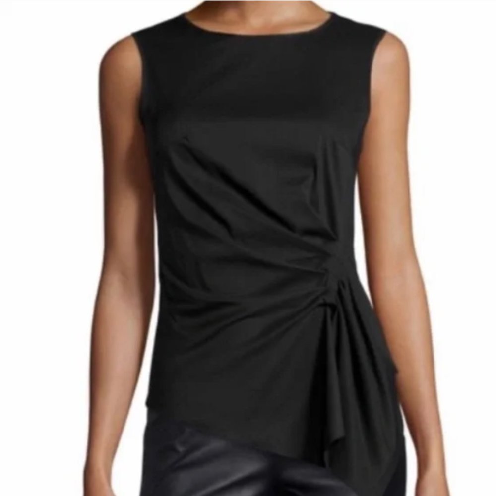 Anthropologie Bailey 44 Black Ruched Poplin Tank